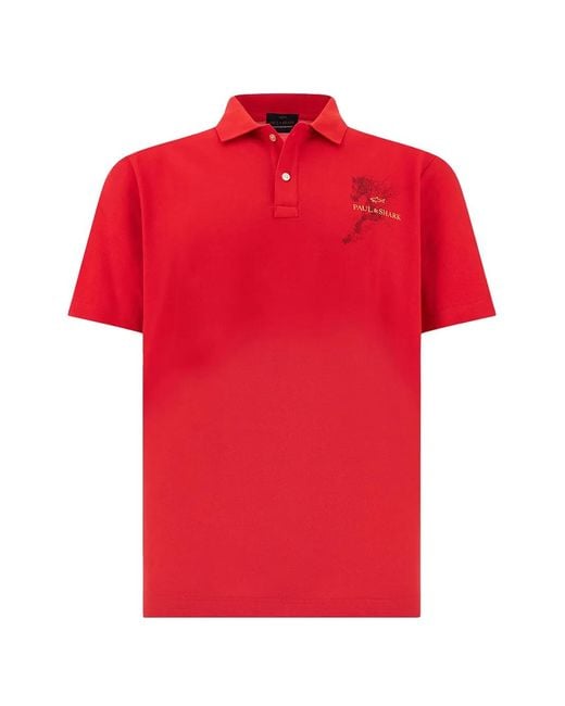 Paul & Shark Red Logo-Detail Polo Shirt for men