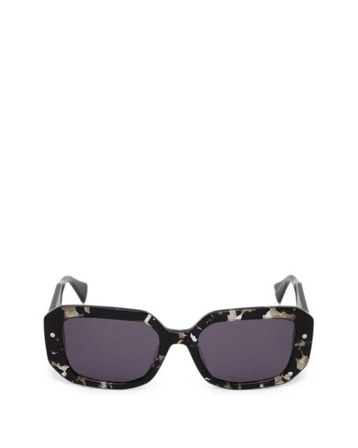 AllSaints Black Jade Tortoiseshell-Effect Rectangle-Frame Sunglasses