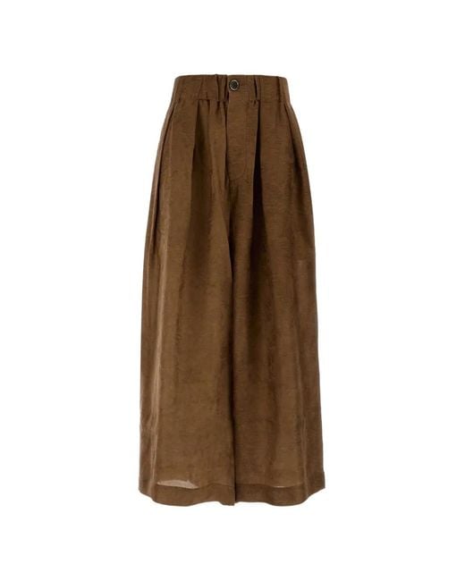 Uma Wang Brown Poetic Jacquard-Patterned Trousers