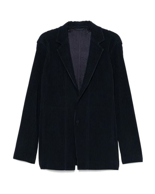 Homme Plissé Issey Miyake Blue Single-Breasted Blazer for men