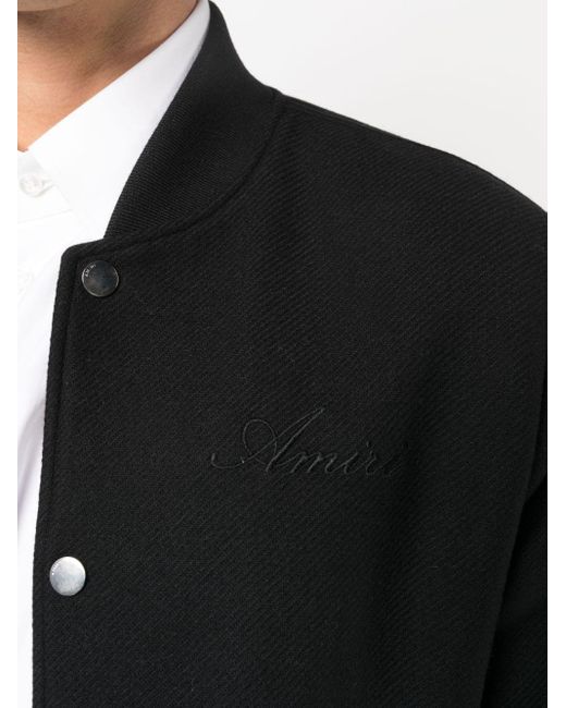 Amiri Black Cropped Varsity Jacket for men