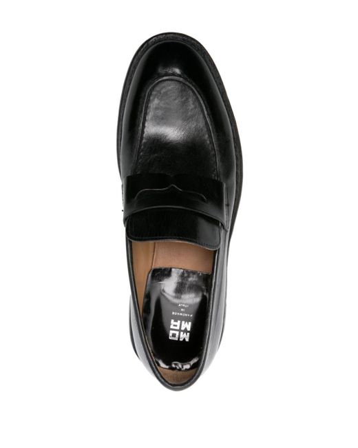 Moma Black Leather Penny Loafers for men