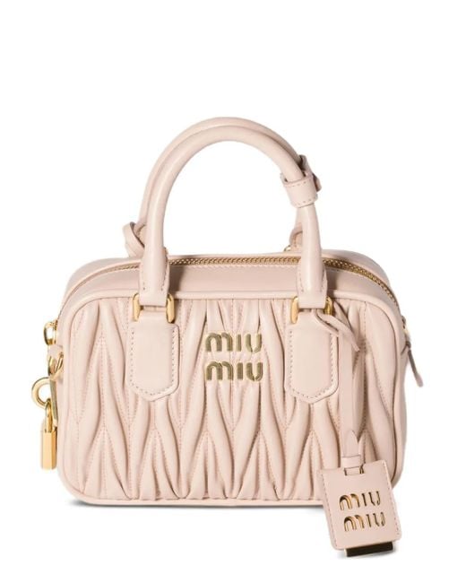 Miu Miu Pink Mini Arcadie Tasche Aus Matelasse-Leder