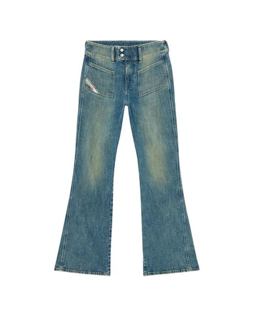 DIESEL Blue Bootcut Jeans Low-Waist D-Hush