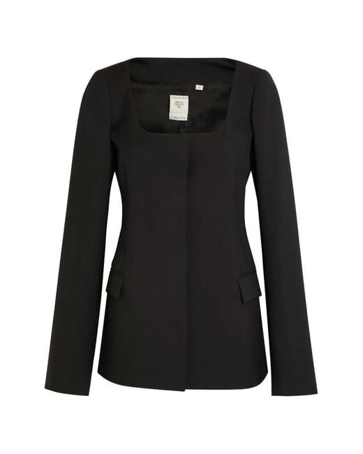 Calvin Klein Black Square-Neck Concealed-Fastening Jacket