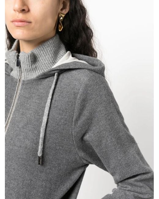 Peserico Gray Mélange-Effect Hooded Jacket