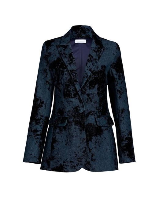 Silvia Tcherassi Blue Rebeca Velvet-Effect Jacket