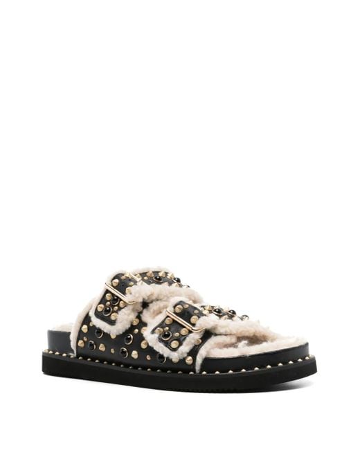 Ash Black Utah Leather Sandals