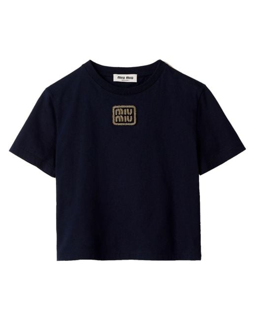 Cotton jersey T-shirt Miu Miu en coloris Blue