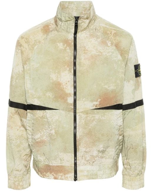 Stone Island Natural Compass-Badge Abstract-Print Jacket for men