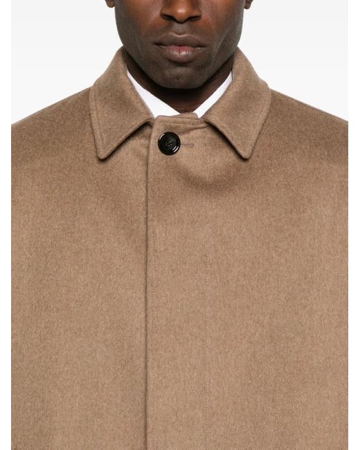 Lardini Brown Single-Breasted Wool Coat for men