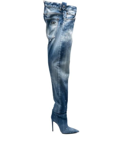 DSquared² Blue Blaue Denim-Absatzstiefel