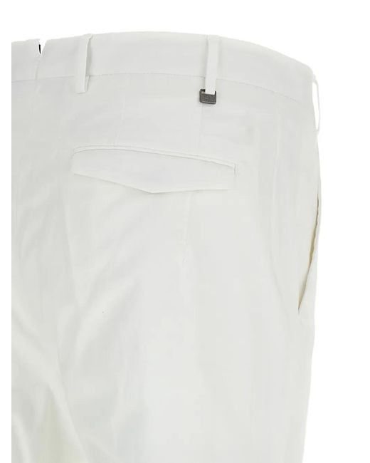 PT Torino White Stretch Pleat Trousers for men