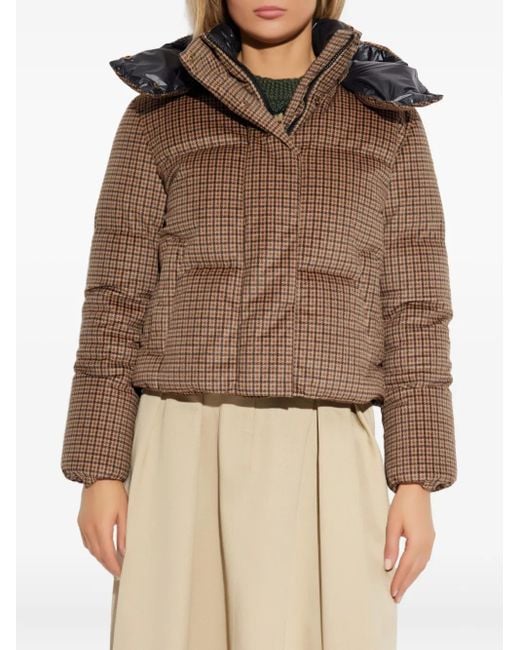 Moncler Brown Quierzy Houndstooth-Pattern Padded Jacket