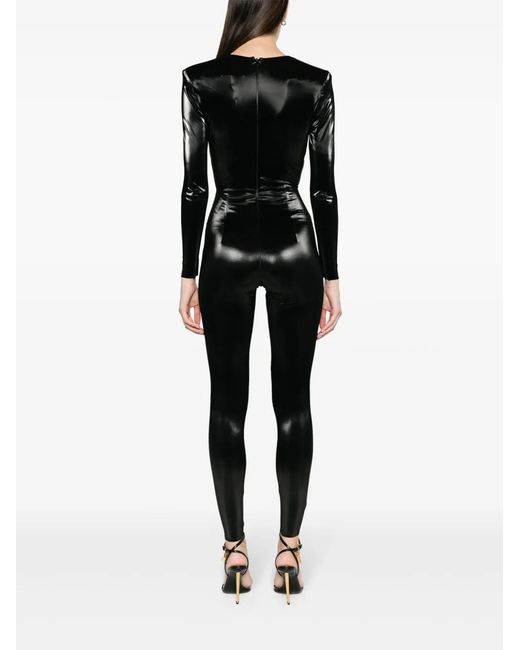 Nissa Black V-Neck High-Shine Jumpsuit