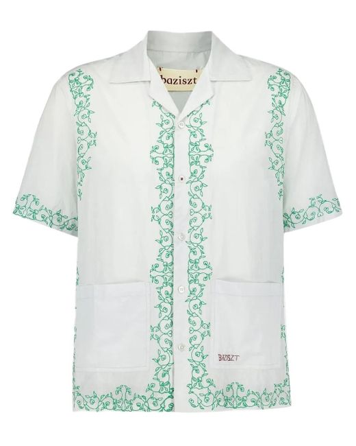 Camisa bordada BAZISZT de hombre de color Blue