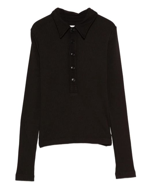 Citizens of Humanity Black Buttoned Polo Top