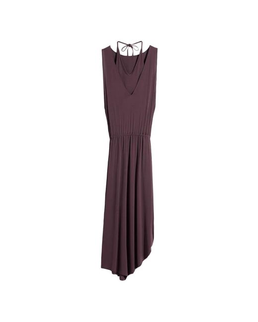 Lemaire Purple Draped V-Neck Midi Dress