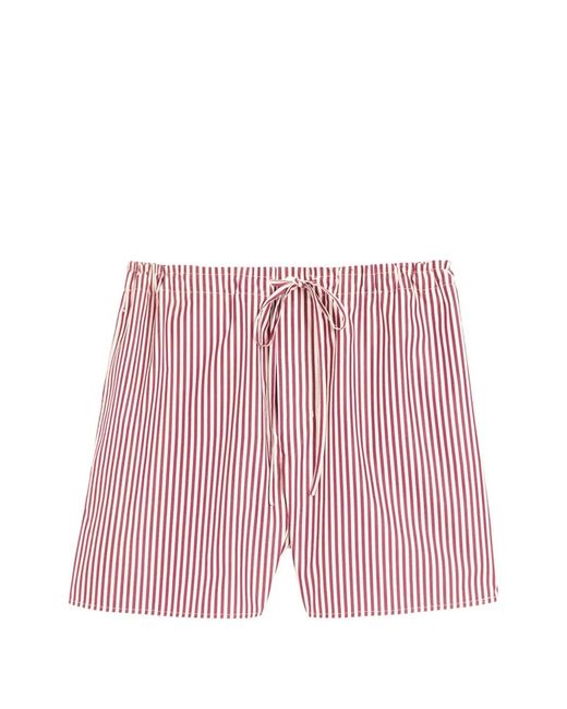 AMI Pink Cotton Arrow Striped Shorts