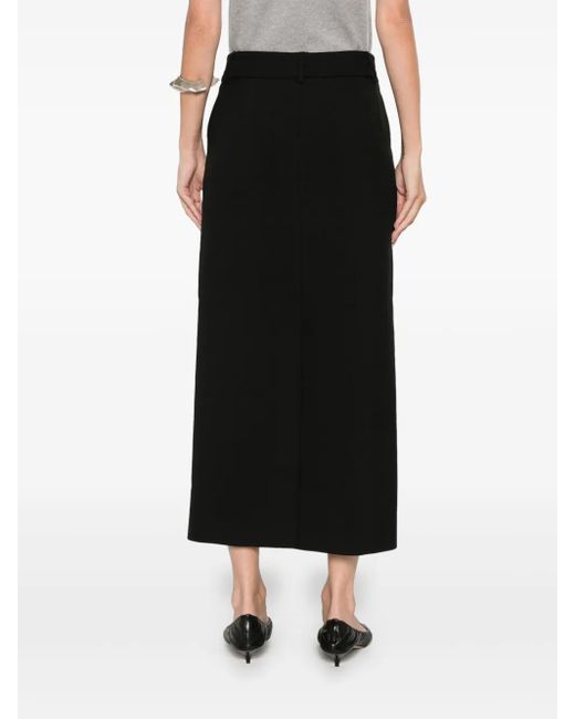Peserico Black Straight-Cut Midi Skirt