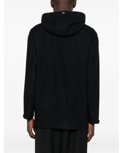 Herno Black Hooded Zip-Front Coat for men