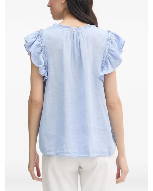 Mos Mosh Blue Ruffled V-Neck Blouse