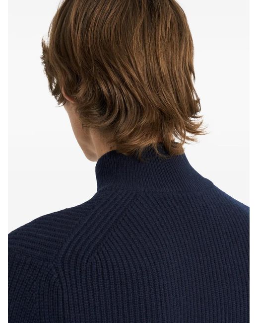 Pringle of Scotland Blue Turtleneck Ribbed Sweater for men