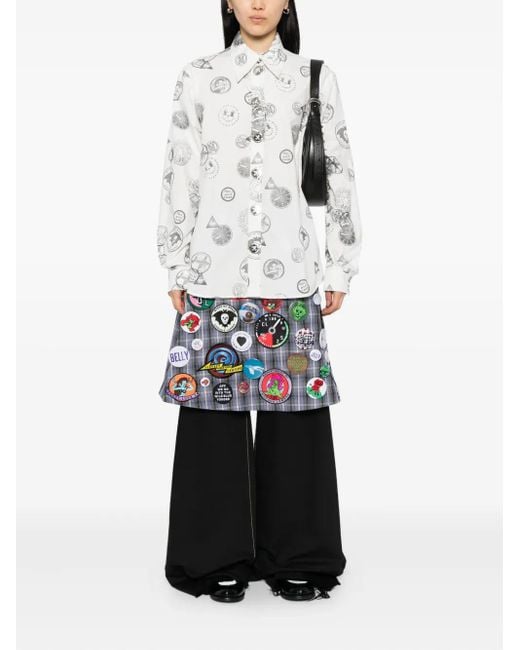 Chopova Lowena White All-Over Print Cotton Shirt