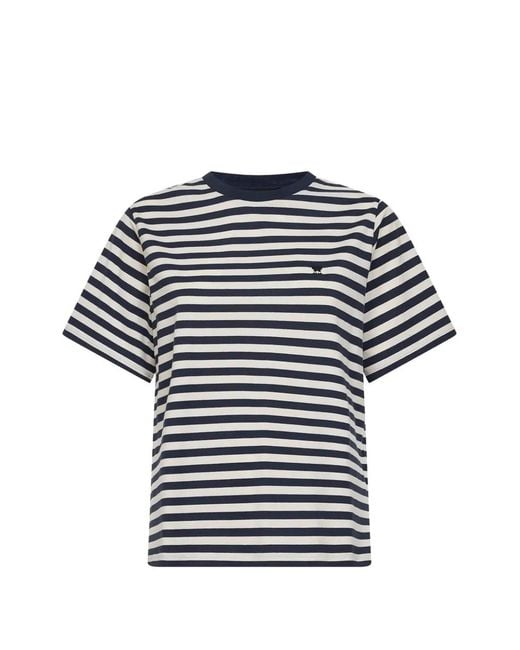 Weekend by Maxmara Blue Venaco Striped Butterfly-Logo T-Shirt
