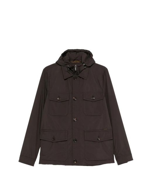 Moorer Black Button Hooded Jacket for men