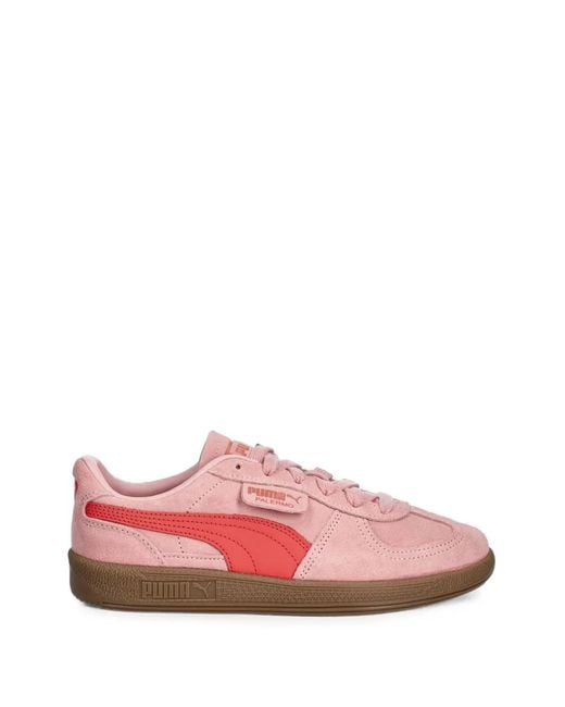 PUMA Pink Palermo Logo-Patch Sneakers