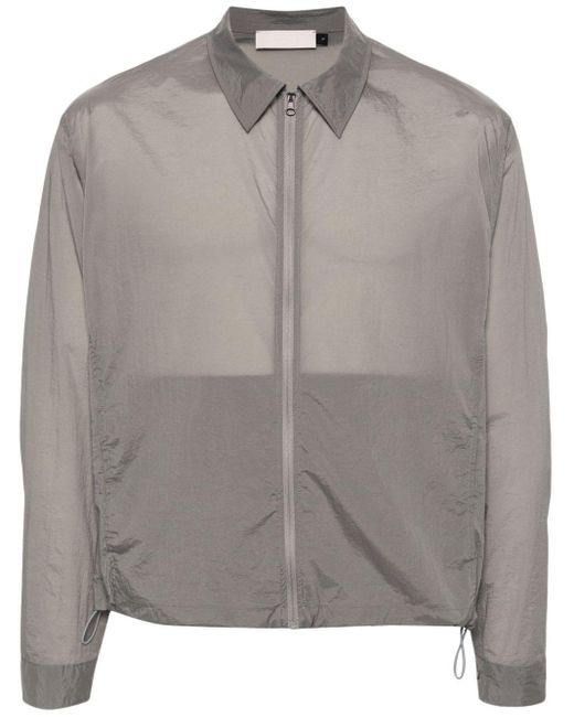 Amomento Gray Sheer Zip Up Lightweight Shirt for men