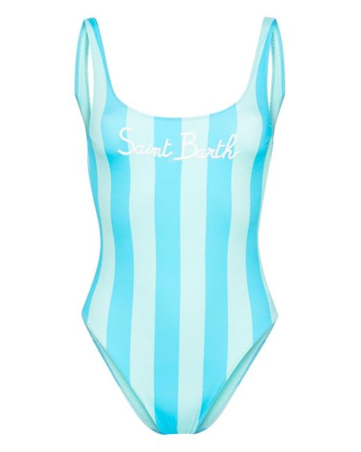 Mc2 Saint Barth Blue Lora Striped Swimsuit