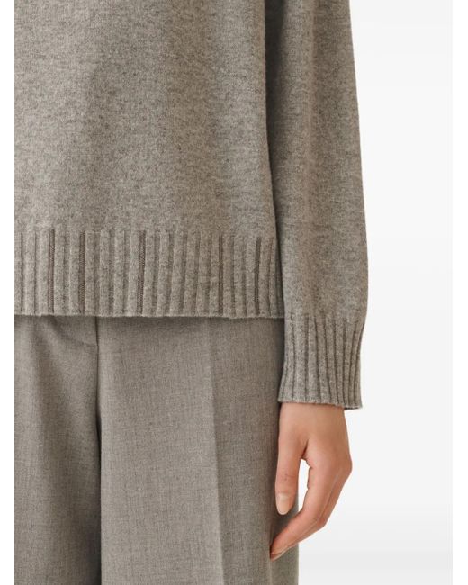 Fabiana Filippi Gray Ribbed-Trim Sweater