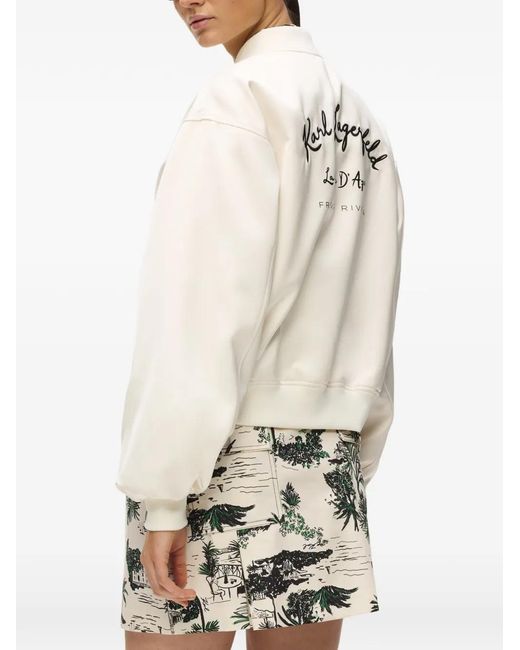 Karl Lagerfeld White Côte D'Azur Long-Sleeve Bomber Jacket