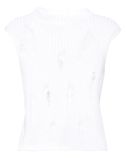 Gauchère White Distressed Cotton Vest