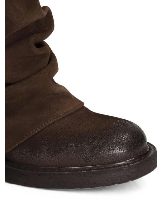 METISSE Brown Slouchy-Effect Distressed-Finish Boots