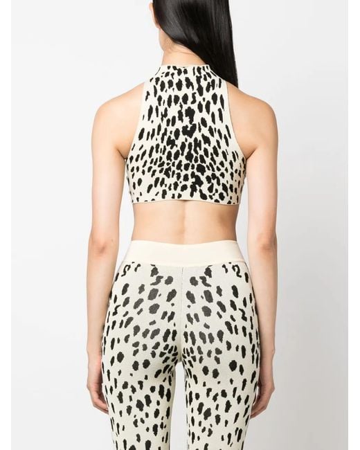 Ssheena Black Sheena Animal-Pattern Crop Top
