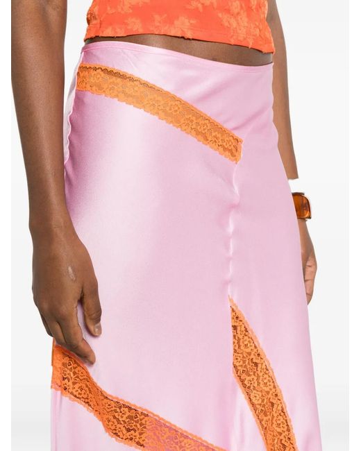 MSGM Pink Lace Slit Skirt