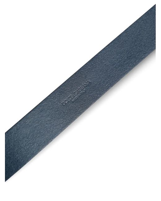 Dolce & Gabbana Blue Logo-Plaque Leather Belt for men
