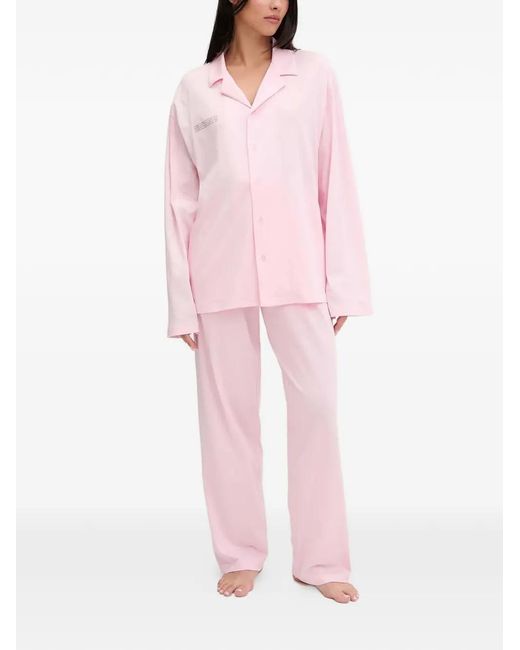 PANGAIA Pink Buttoned Long-Sleeves Nightwear Set