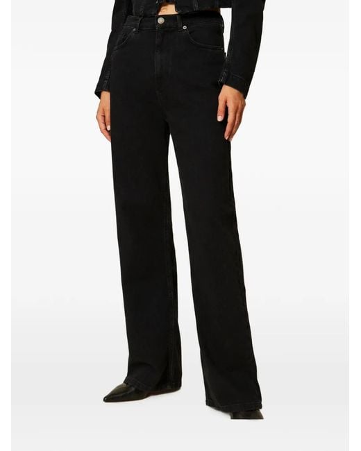 Twinset Black Wide-Leg Jeans With Five Pockets