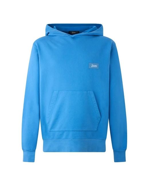 Herno Blue Long-Sleeved Hoodie for men