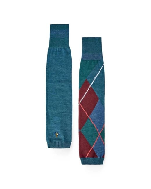 Vivienne Westwood Blue Argyle-Pattern Orb-Embroidered Arm Warmers