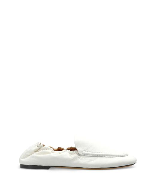 Odissi White Leather Loafers