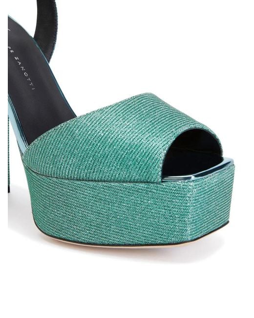 Giuseppe Zanotti Green Glitter Block-Heel Platform Sandals