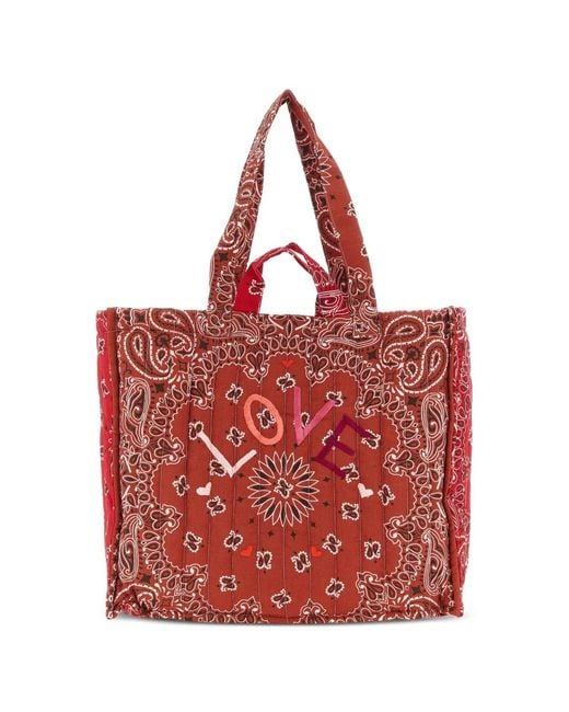 Call it By Your Name Red Maxi Cabas Quilted Tote Bag