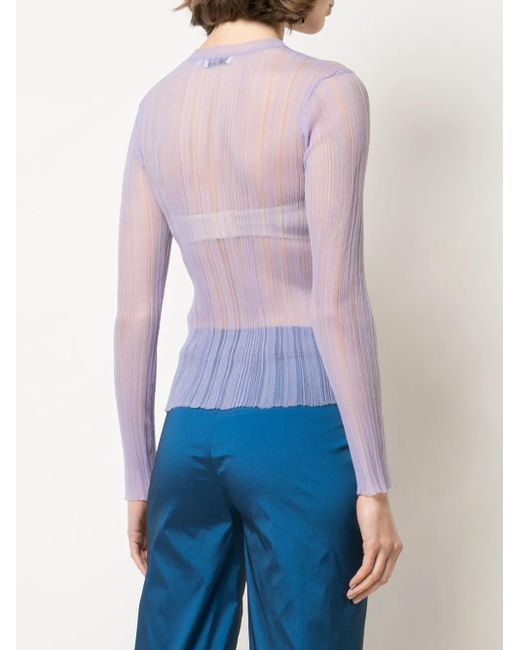 Opening Ceremony Purple Sheer Ribbed Top