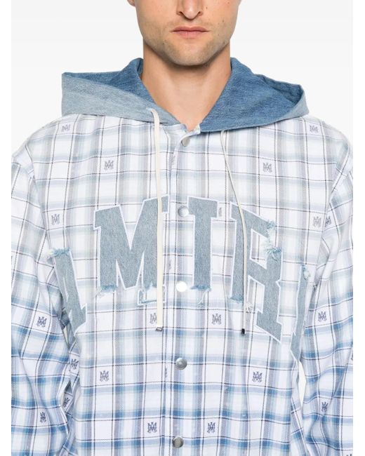 メンズ Amiri ロゴパッチ シャツ Blue