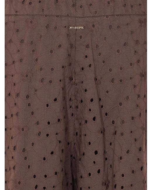 Twinset Brown Embroidered Flared Trousers